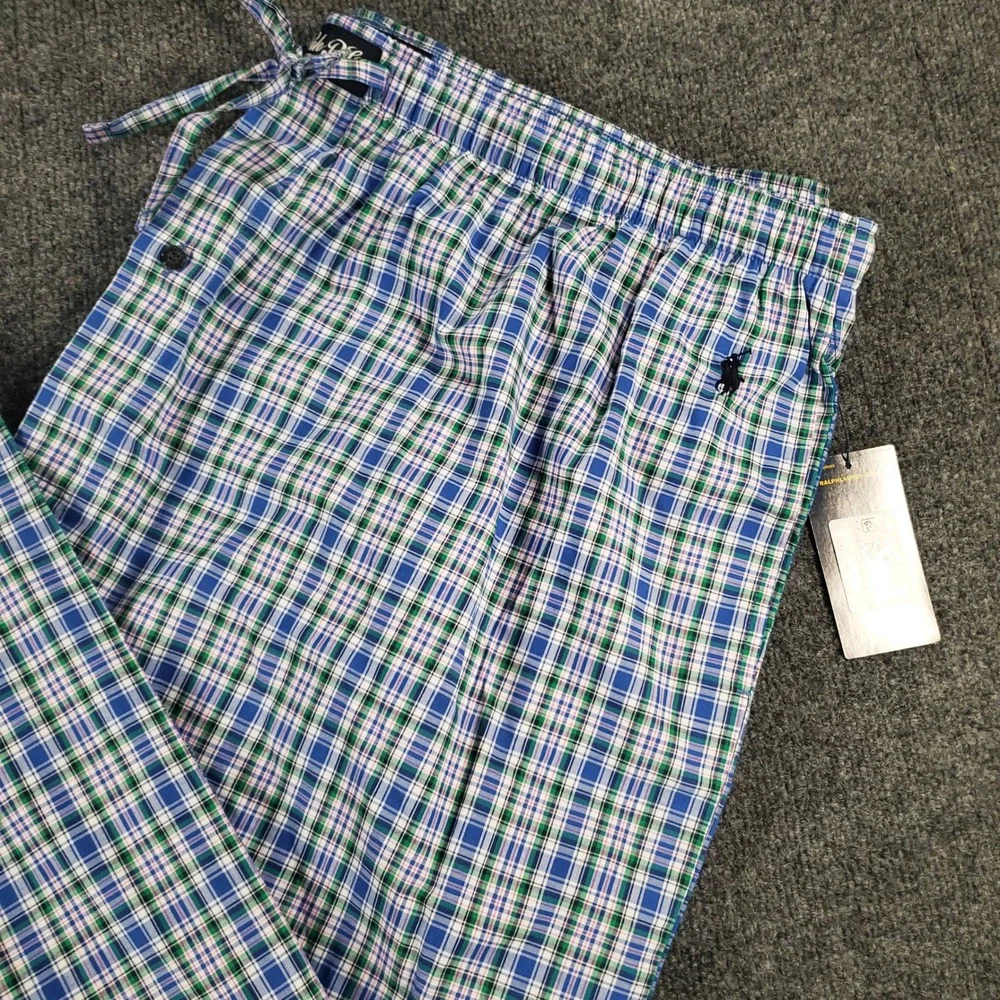 Polo Ralph Lauren Pajama Pants Mens 2X RY27RX Blue Plaid NEW